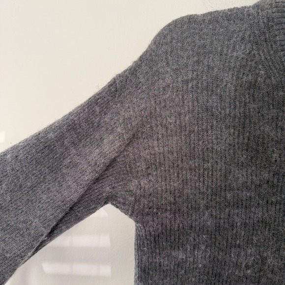 Quince women's Merino Wool Baby Alpaca Ribbed Mock Neck Sweater Charcoal Grey XL - Picture 5 of 10